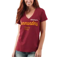 G-III 4Her by Carl Banks pour femme, bordeaux Washington Commanders Postseason - T-shirt à encolure en V