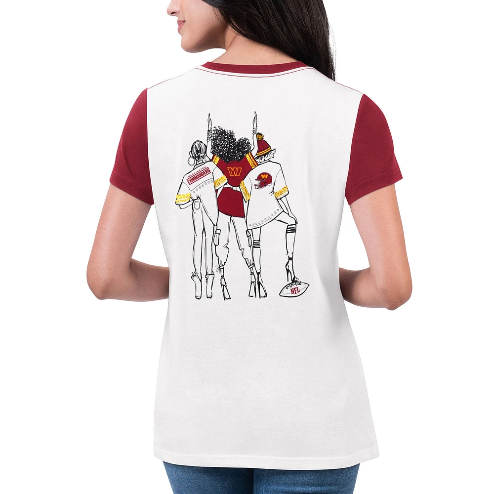 Women's G-III 4Her by Carl Banks White/Burgundy Washington Commanders Fashion Illustration T-Shirt