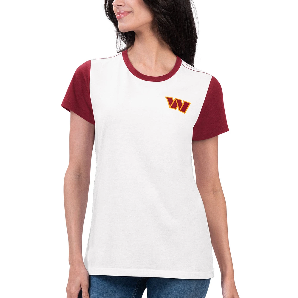 Women's G-III 4Her by Carl Banks White/Burgundy Washington Commanders Fashion Illustration T-Shirt