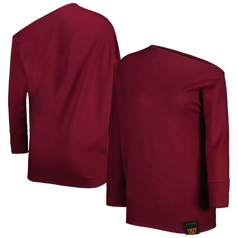 Sweat KIYA TOMLIN bordeaux Washington Commanders Twisted Tri-Blend asymétrique 3/4-Dolman Sleeve Sweat-shirt pour femme