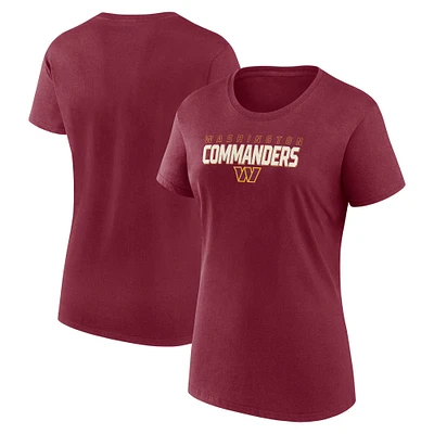 T-shirt de sport pour femme avec logo bordeaux Washington Commanders Lean