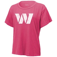 T-shirt pour femme Majestic Threads Jayden Daniels Pink avec nom et numéro des Washington Commanders