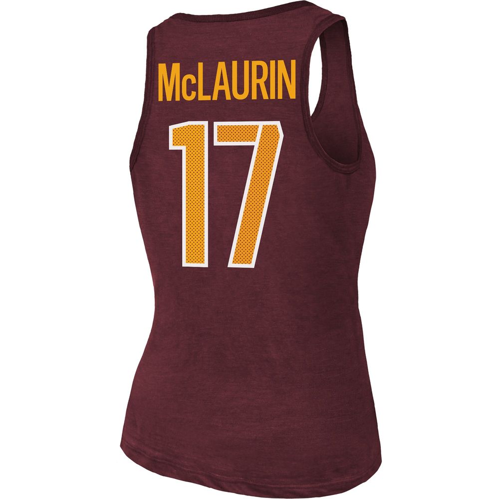 Women's Majestic Threads Terry McLaurin Burgundy Washington Commanders Player Name & Number Tri-Blend Tank Top