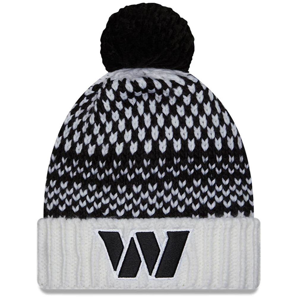 Women's New Era  Black/White Washington Commanders 2023 NFL Crucial Catch Cuffed Pom Knit Hat