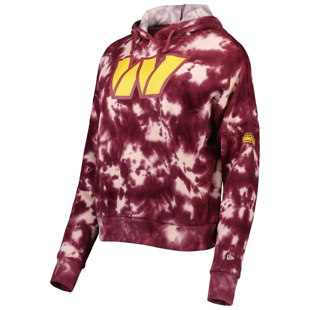 Women's New Era Burgundy Washington Commanders Cloud Dye Fleece Pullover Hoodie