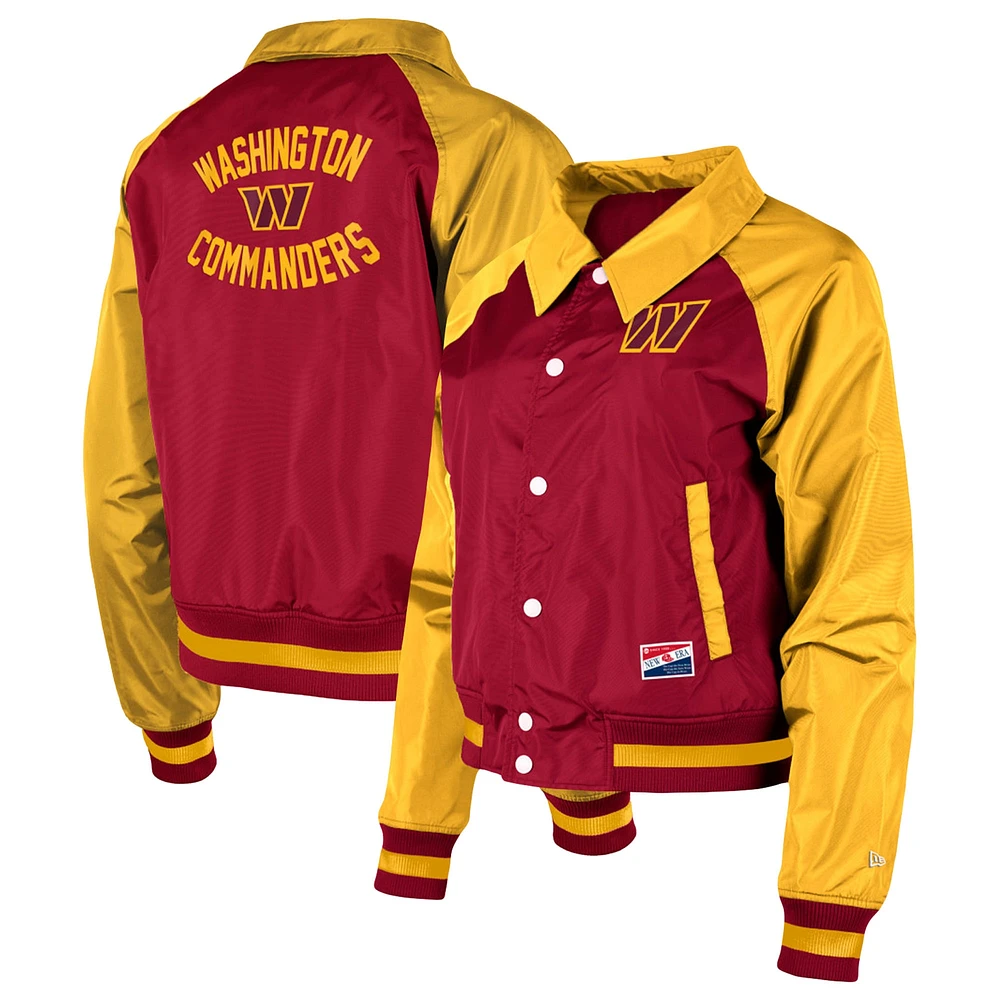 Women's New Era Burgundy Washington Commanders Coaches Raglan Full-Snap Jacket