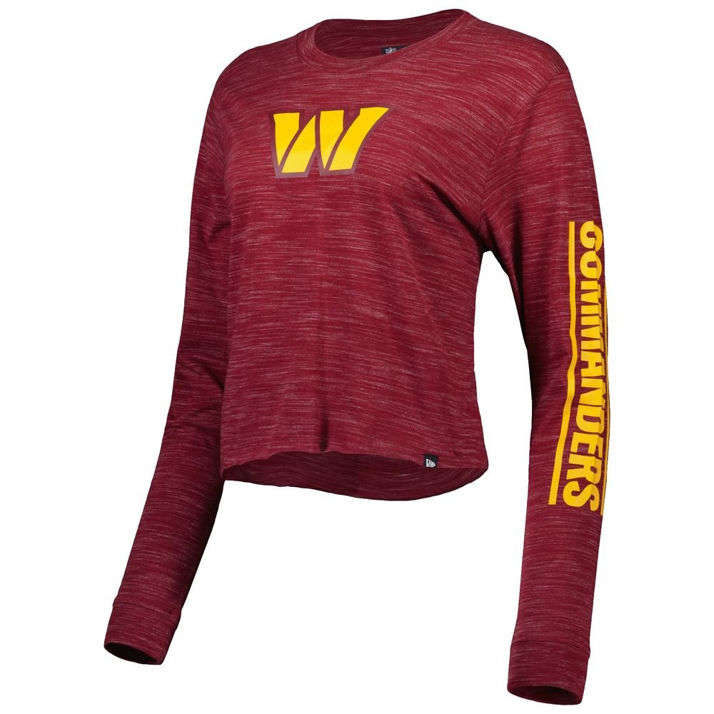 Women's New Era Burgundy Washington Commanders Crop Long Sleeve T-Shirt