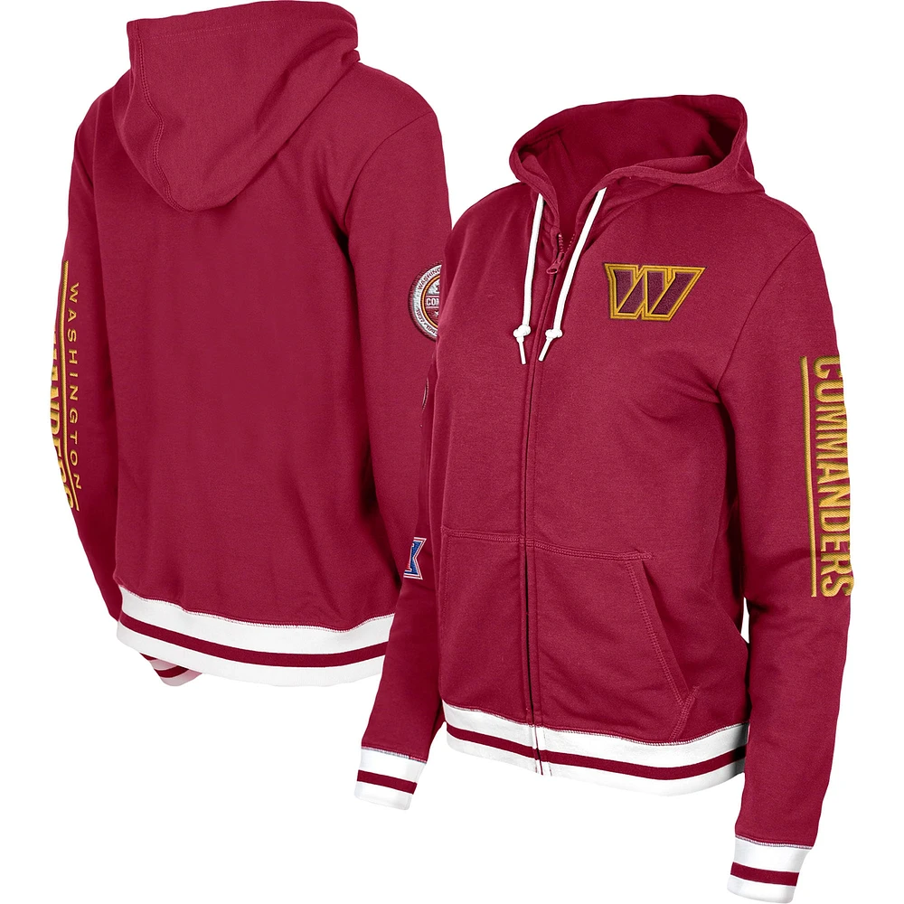 Sweat à capuche entièrement zippé pour femme Washington Commanders Elite Pack New Era bordeaux