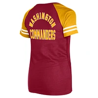 T-shirt raglan à lacets New Era bordeaux Washington Commanders pour femme