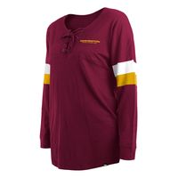 Women's New Era Burgundy Washington Commanders Plus Athletic Varsity Lace-Up V-Neck Long Sleeve T-Shirt