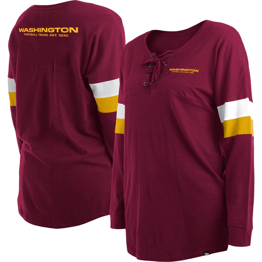 New Era Women's New Era Burgundy Washington Commanders Plus Athletic  Varsity Lace-Up V-Neck Long Sleeve T-Shirt