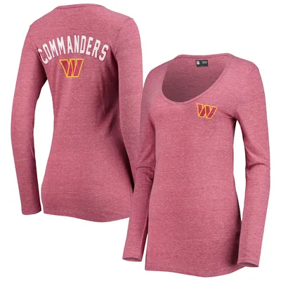 Washington Commanders New Era Women's Scoop Neck Tri-Blend Long Sleeve T-Shirt - Burgundy