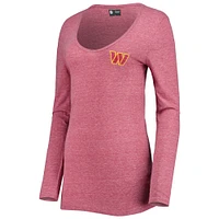 Women's New Era Burgundy Washington Commanders Scoop Neck Tri-Blend Long Sleeve T-Shirt