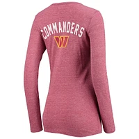Women's New Era Burgundy Washington Commanders Scoop Neck Tri-Blend Long Sleeve T-Shirt