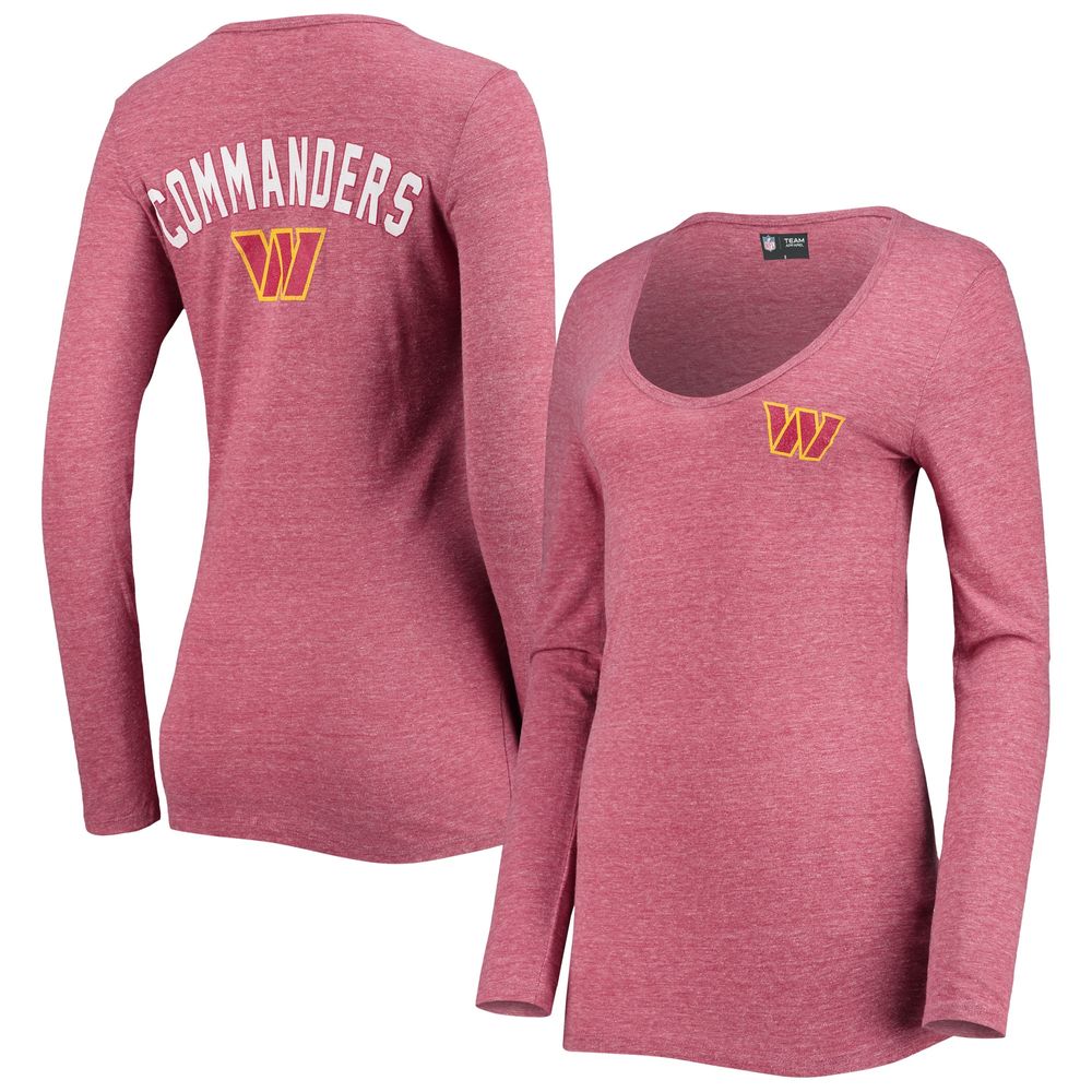 Women's New Era Burgundy Washington Commanders Scoop Neck Tri-Blend Long Sleeve T-Shirt