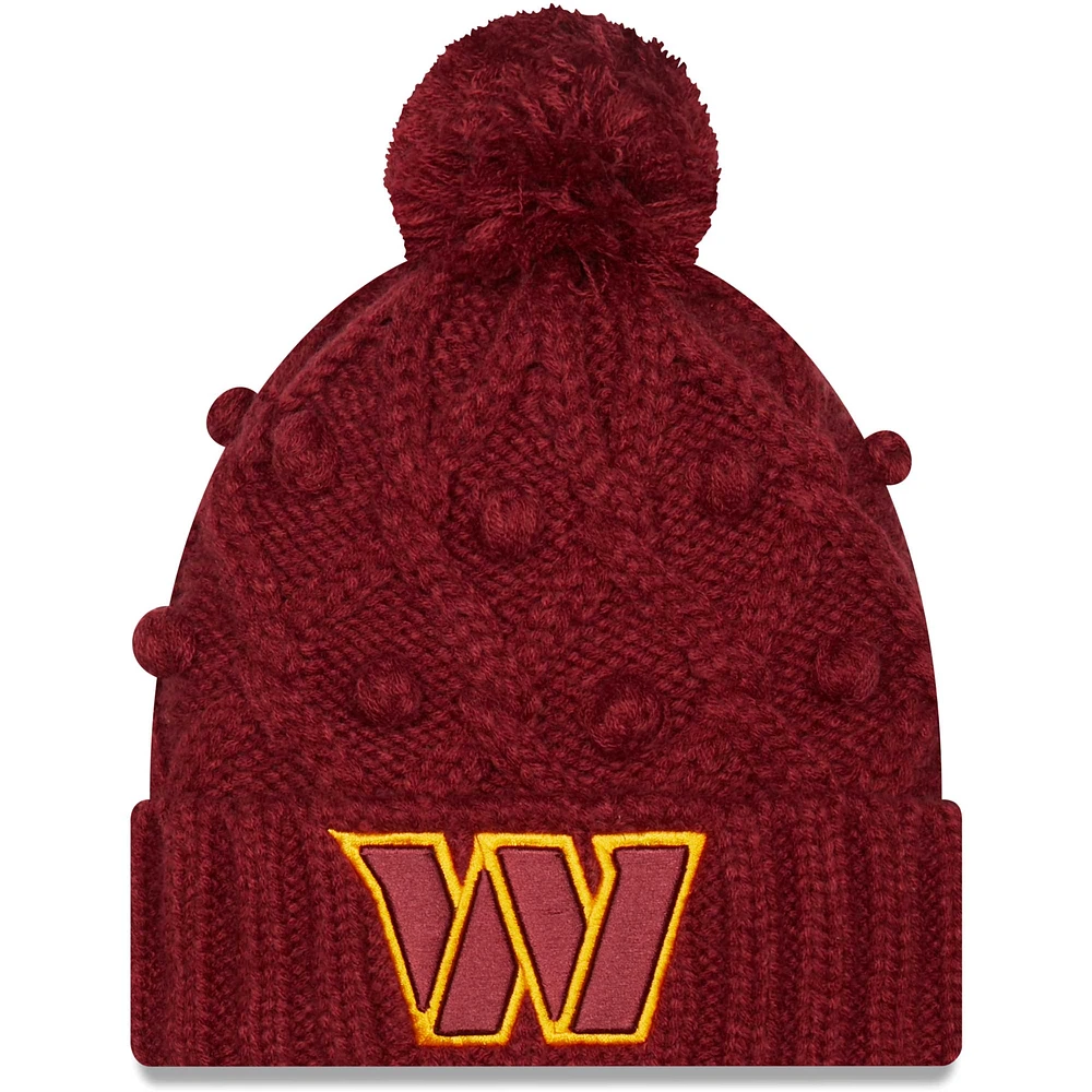 Bonnet à pompons à revers Toasty Washington Commanders pour femme New Era bourgogne - Bonnet