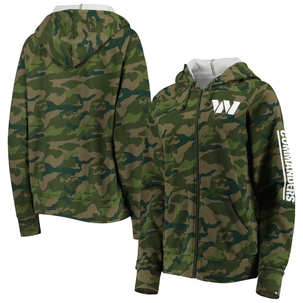 Women's New Era Camo Washington Commanders Raglan Full-Zip Hoodie