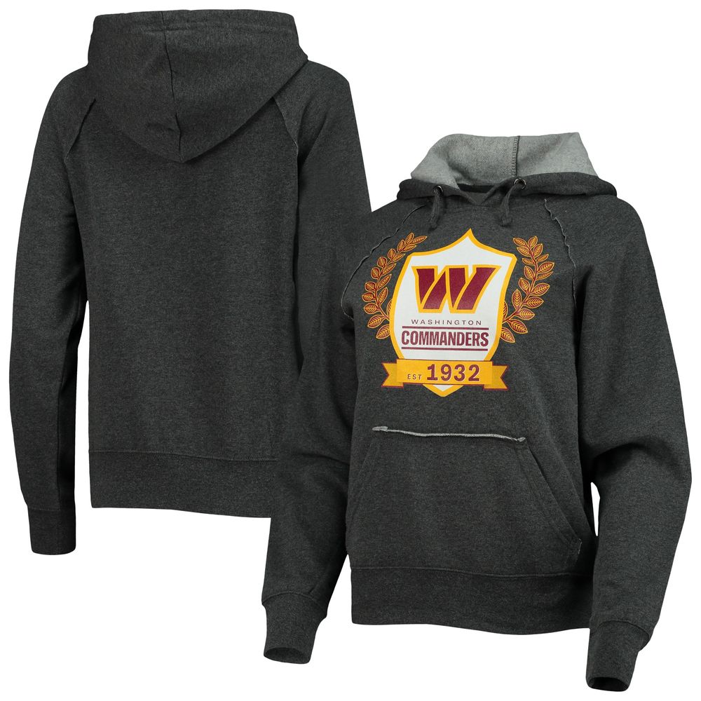 Women's New Era Heathered Charcoal Washington Commanders Raglan Pullover Hoodie