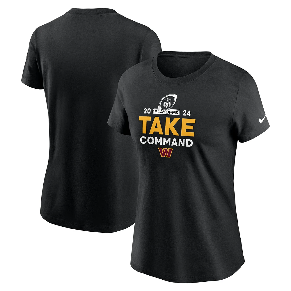 T-shirt Nike noir pour femme Washington Commanders 2024 NFL Playoffs