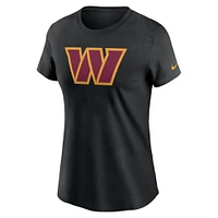 T-shirt en coton noir Nike pour femme avec logo Washington Commanders Essential