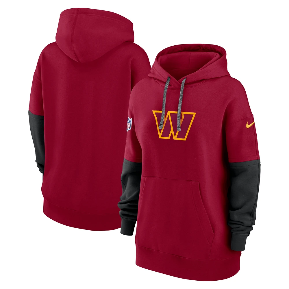 Sweat à capuche en polaire Essential Sideline 2024 Bordeaux Nike pour femme Washington Commanders