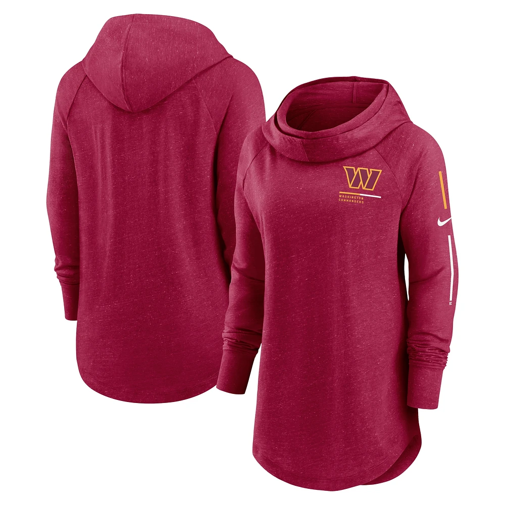 Women's Nike Burgundy Washington Commanders Minimal Statement Lightweight Raglan Funnel Neck Pullover Hoodie