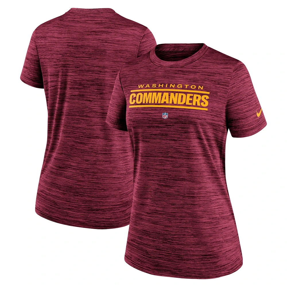 T-shirt Nike Washington Commanders Sideline Velocity Performance pour femme, bourgogne