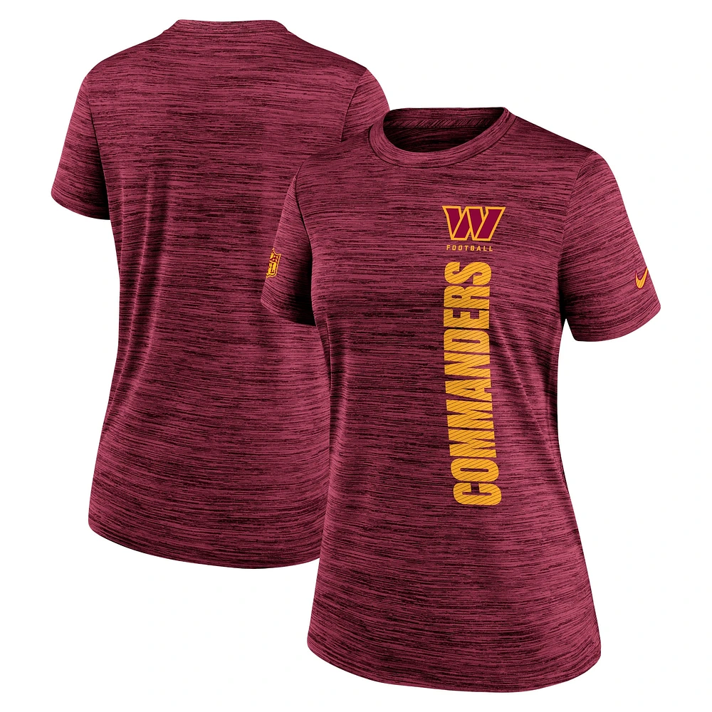 T-shirt Nike Bordeaux Washington Commanders Velocity Performance pour femme