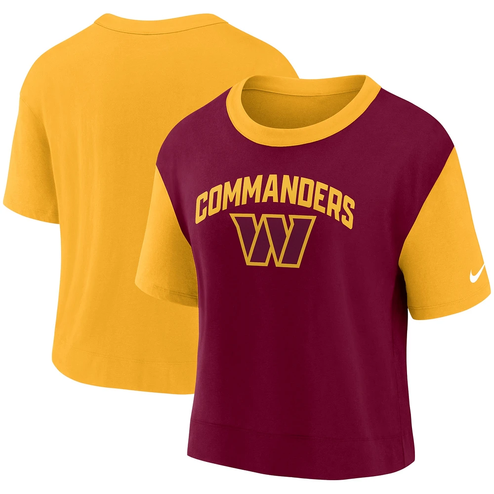 T-shirt Nike Washington Commanders High Hip Fashion or/bourgogne pour femme