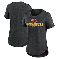 T-shirt tri-mélange tendance Nike Heather Black Washington Commanders pour femmes