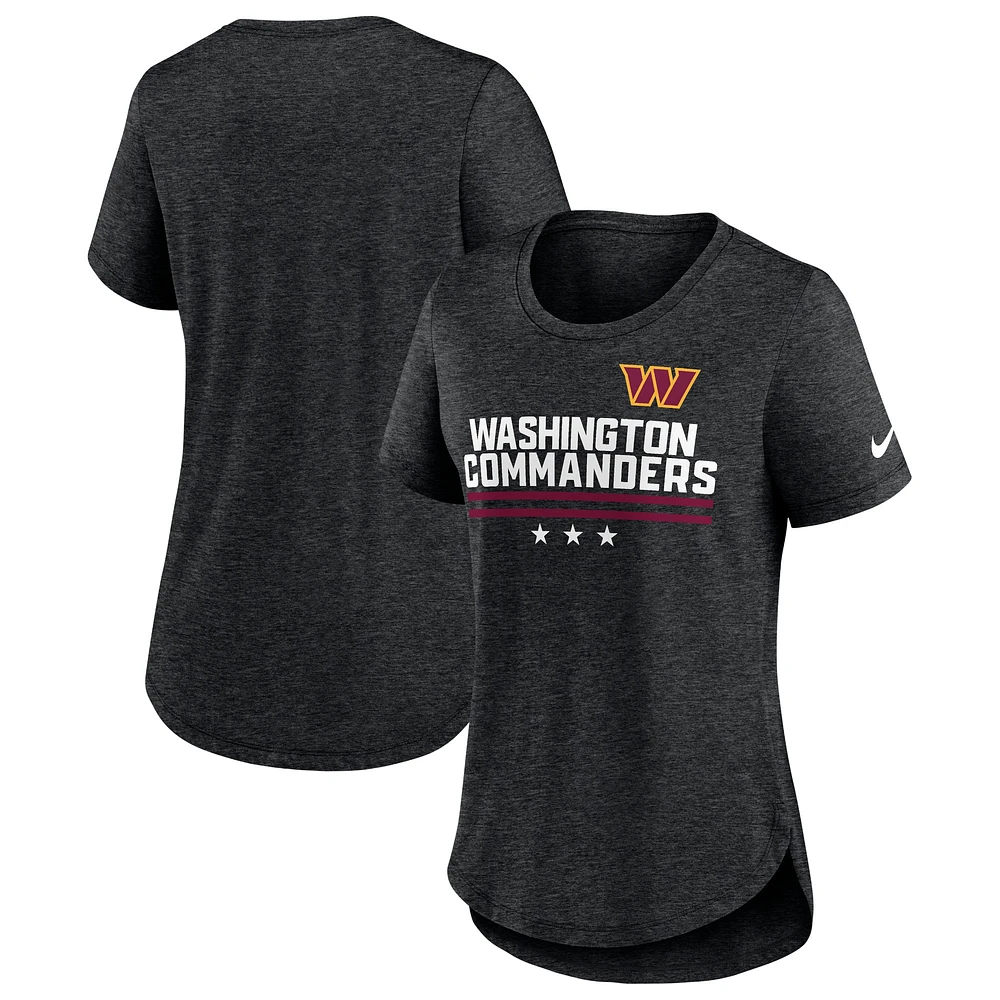 T-shirt à trois mélanges Nike Washington Commanders Local Fashion pour femme, noir chiné