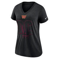 Women's Nike Heathered Black Washington Commanders Tri-Blend V-Neck T-Shirt
