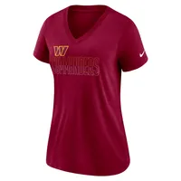 T-shirt à encolure en V triple mélange Nike Washington Commanders Lock Up pour femme, bourgogne chiné