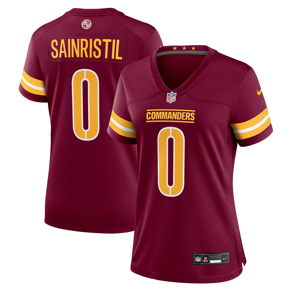 Maillot de match Nike Mike Sainristil bordeaux pour femme des Washington Commanders