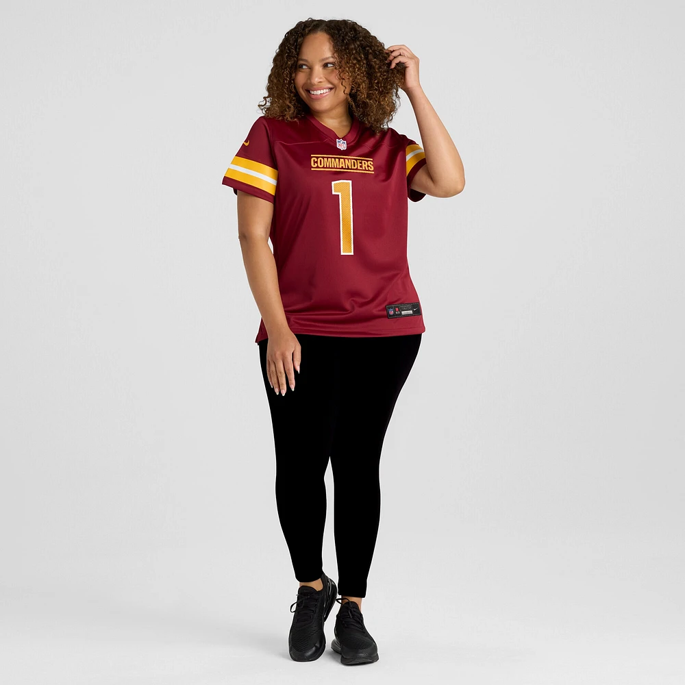 Maillot de match Nike Numéro 1 Maman Bourgogne Washington Commanders pour femme