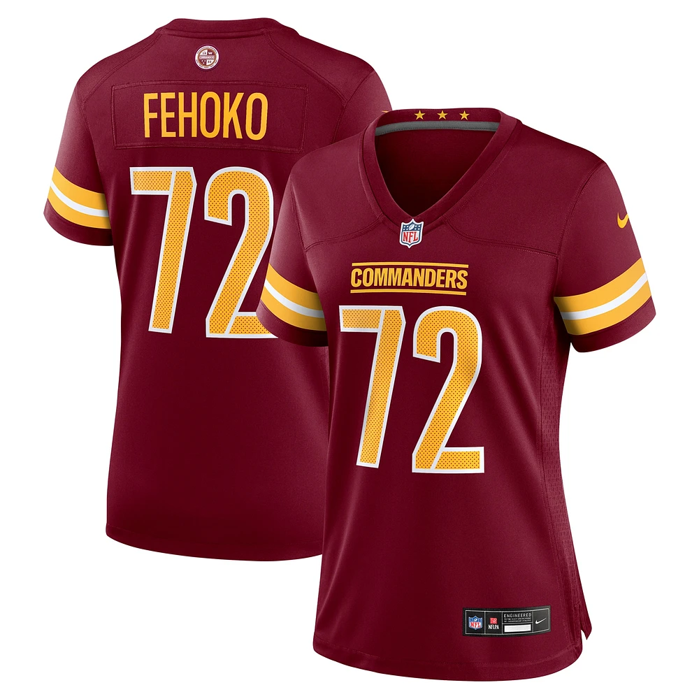 Maillot de match l'équipe Washington Commanders Nike Viliami Fehoko Jr. Bordeaux pour femme