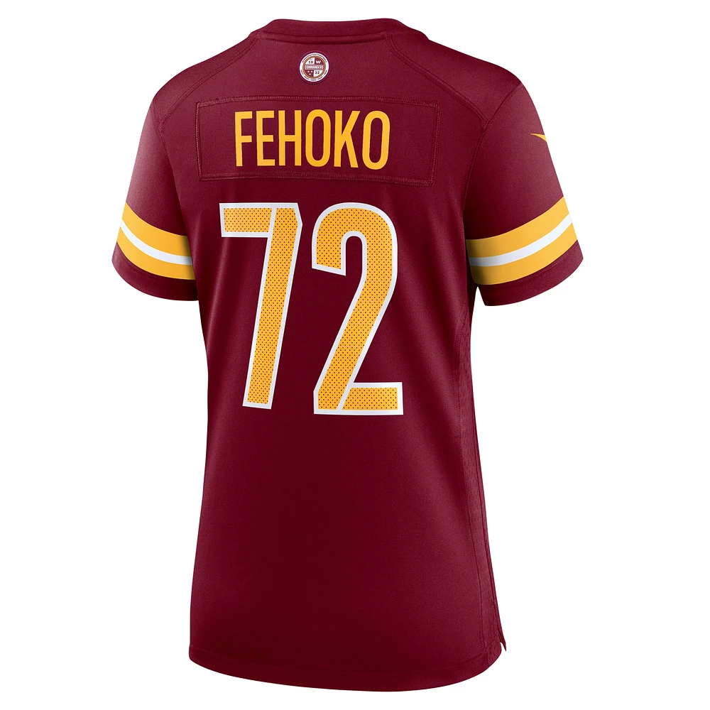 Maillot de match l'équipe Washington Commanders Nike Viliami Fehoko Jr. Bordeaux pour femme