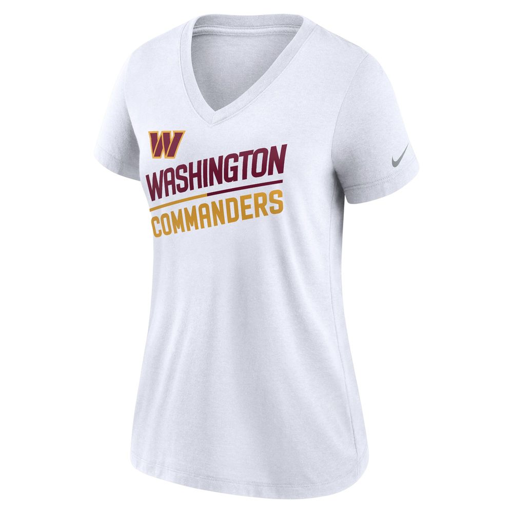 Women's Nike White Washington Commanders Slant Logo Tri-Blend V-Neck T-Shirt