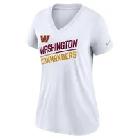 T-shirt à col en V tri-mélange Nike Washington Commanders Slant Logo pour femme blanc