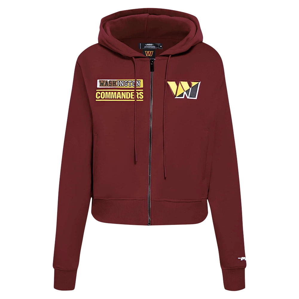 Sweat à capuche zippé avec logo fendu Washington Commanders Pro Standard Bordeaux pour femme