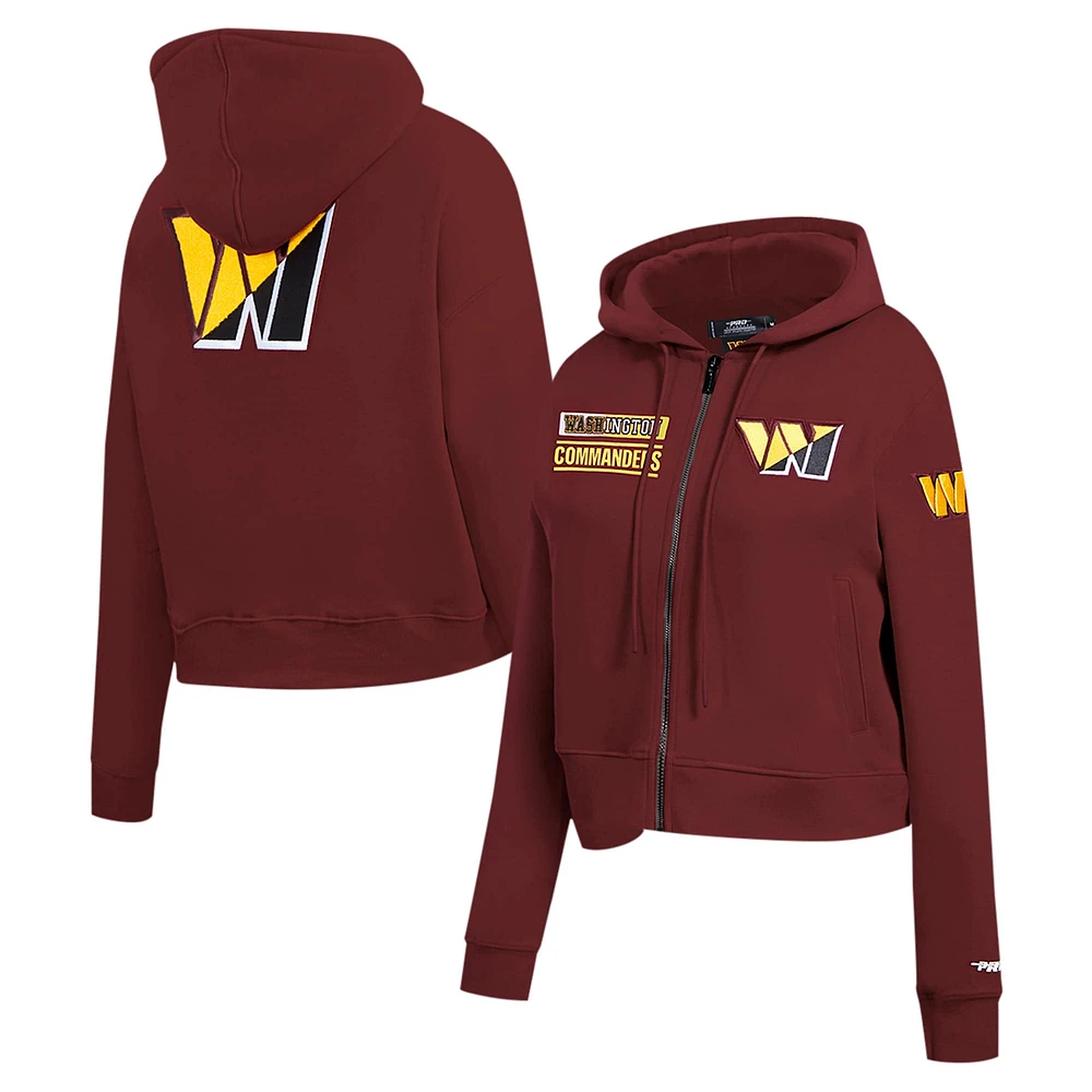 Sweat à capuche zippé avec logo fendu Washington Commanders Pro Standard Bordeaux pour femme