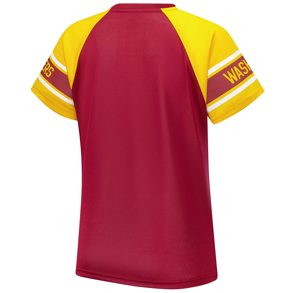 Haut raglan à blocs de couleurs Starter Burgundy Washington Commanders 1st Rounder pour femmes