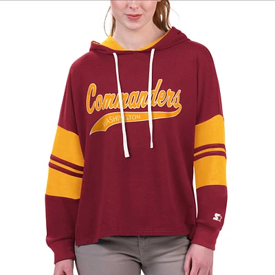 T-shirt à capuche manches longues pour femmes Starter Burgundy Washington Commanders Bump And Run