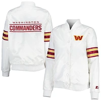 Women's Starter White Washington Commanders Line Up Satin Full-Snap Varsity Jacket