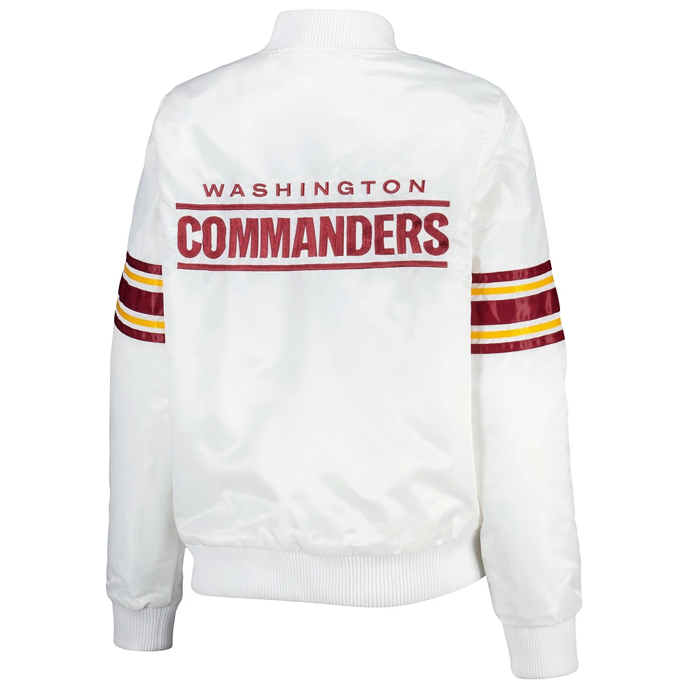 Veste universitaire en satin à boutons-pression pour femme Starter White Washington Commanders