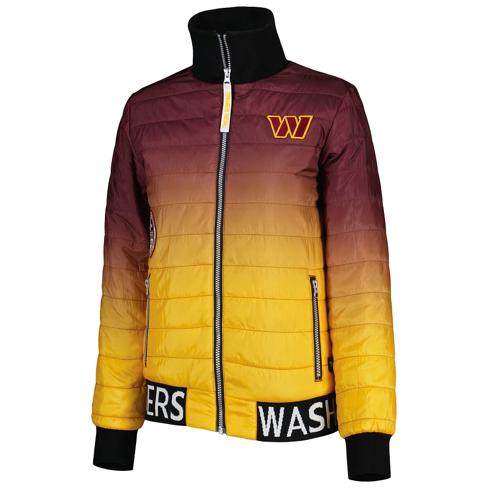 Women's The Wild Collective Burgundy/Gold Washington Commanders Color Block Full-Zip Puffer Jacket