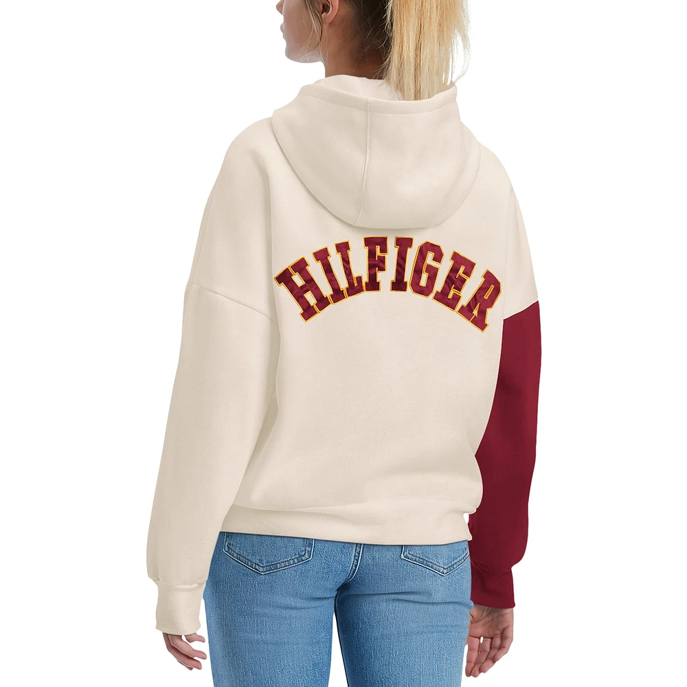 Sweat à capuche Tommy Hilfiger pour femmes, crème/bourgogne, Washington Commanders Harriet