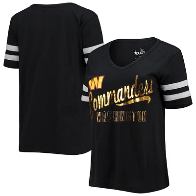 T-shirt à encolure en V Triple Play des Washington Commanders pour femme, noir