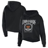 Women's WEAR by Erin Andrews Black Washington Commanders Cropped Sponge Fleece Pullover Hoodie