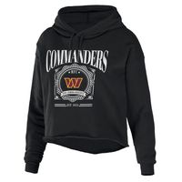 Women's WEAR by Erin Andrews Black Washington Commanders Cropped Sponge Fleece Pullover Hoodie